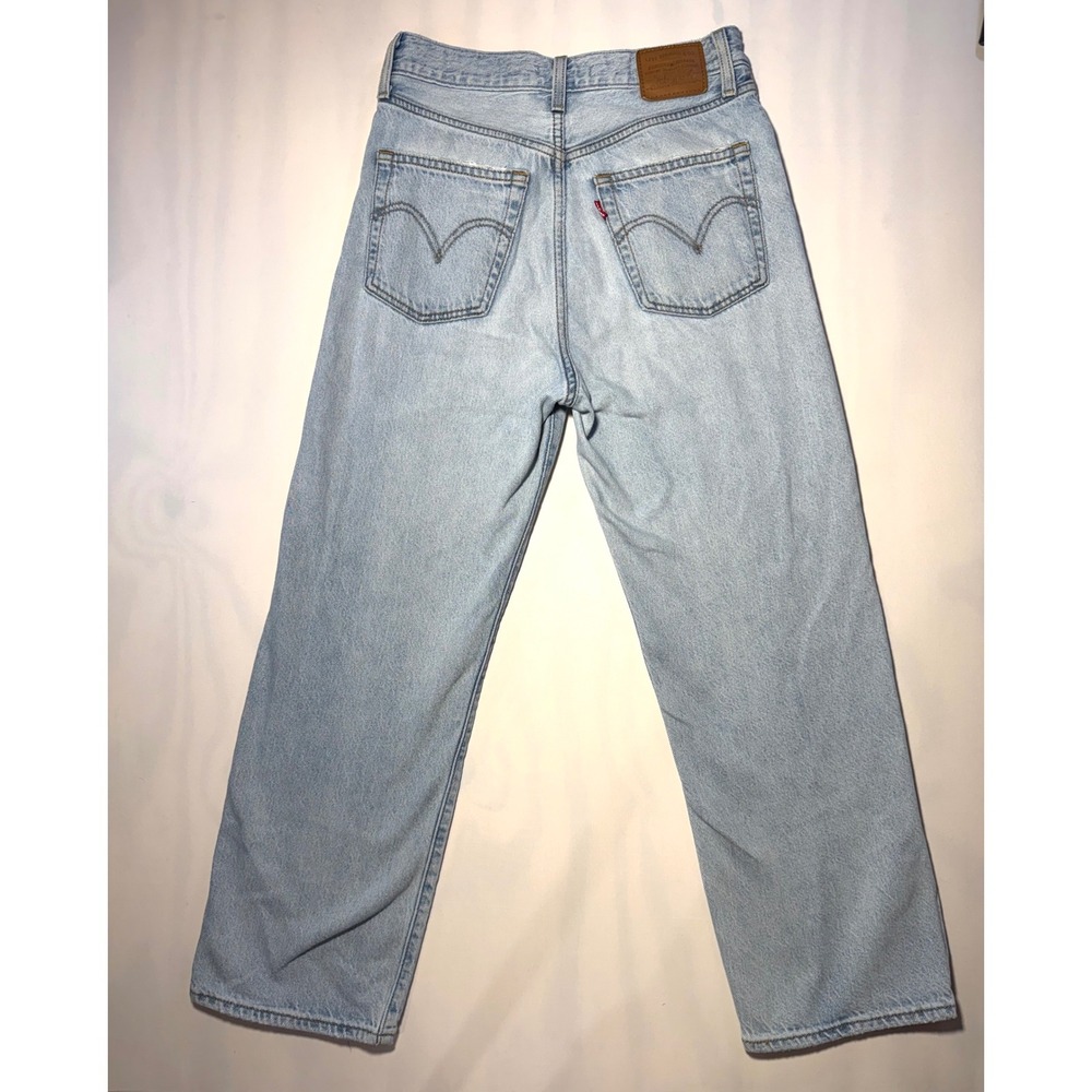 Levi's Ribcage Straight Jeans 27 High Rise Light Wash Ankle Cropped Button Fly - Picture 3 of 13